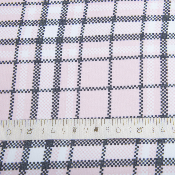 Тканина шифон принт клітина рожевий, фото 4