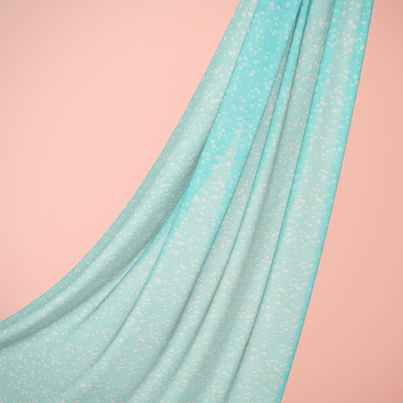 Тканина шифон принт россі бірюза, фото 1