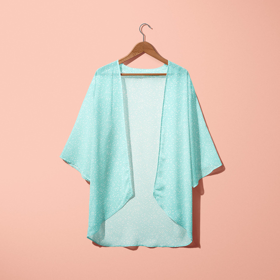 Тканина шифон принт россі бірюза, фото 3