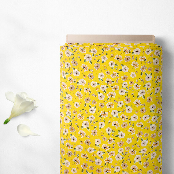 Ткань плательная штапель лайт бегонія жовтий, фото 2