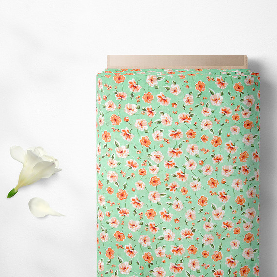 Ткань плательная штапель лайт бегонія салат, фото 2