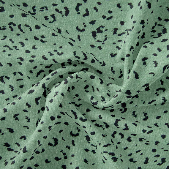 Тканина штапель твіл принт, 140 см, 160 гр/м2, для суконь, блузок, спідниць гепард папороть, фото 1