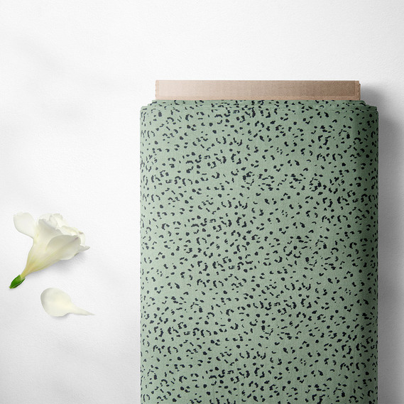 Тканина штапель твіл принт, 140 см, 160 гр/м2, для суконь, блузок, спідниць гепард папороть, фото 2