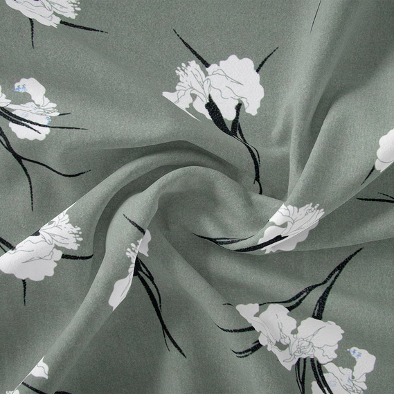 Тканина штапель твіл принт, 140 см, 160 гр/м2, для суконь, блузок, спідниць ірис лавр, фото 1