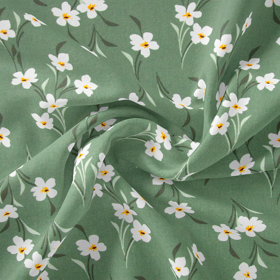 The fabric is staple twill with a print пролісок олива, фото 1