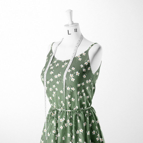 The fabric is staple twill with a print пролісок олива, фото 3