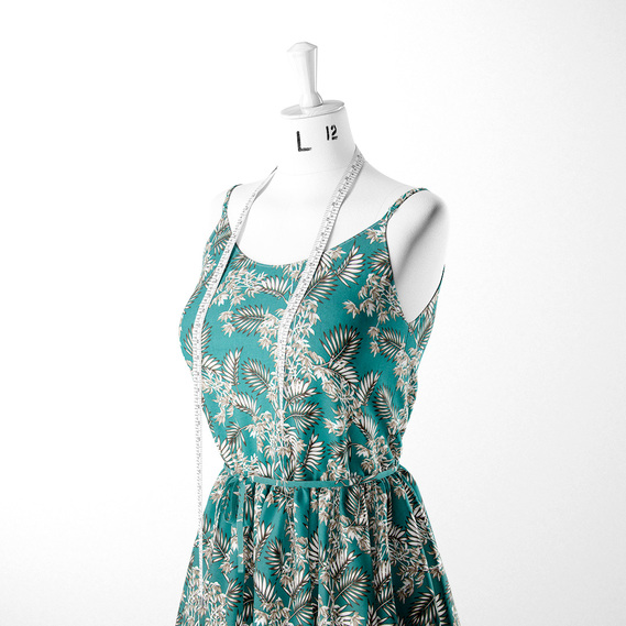 The fabric is staple twill with a print тропіки морська хвиля, фото 3