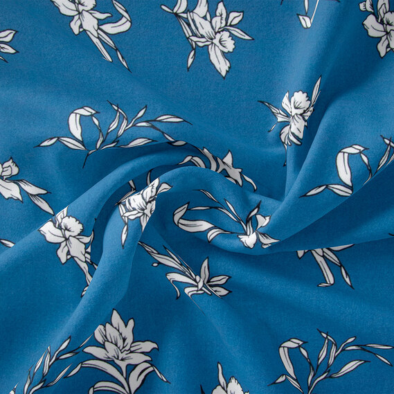 Ткань штапель твил принт, 140 см, 160 гр/м2, для платьев, блузок, юбок нарцис денім, фото 1