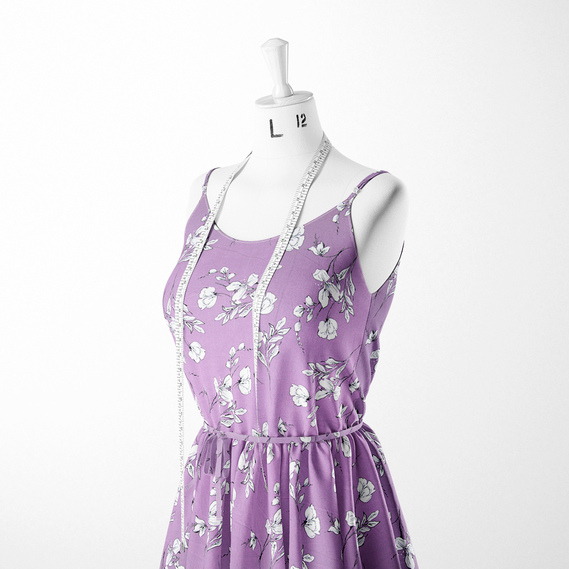 Ткань штапель твил принт, 140 см, 160 гр/м2, для платьев, блузок, юбок Лайла бузок, фото 3