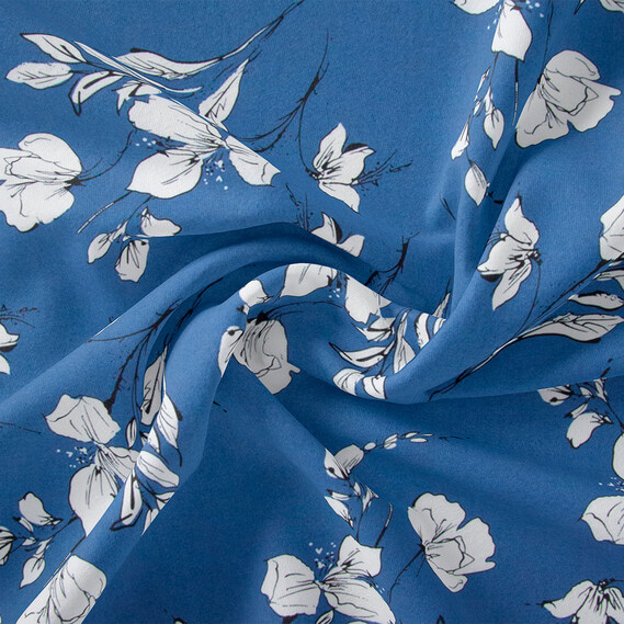 Тканина штапель твіл принт, 140 см, 160 гр/м2, для суконь, блузок, спідниць Лайла денім, фото 1