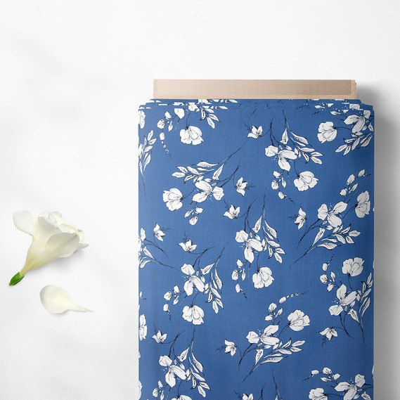 Тканина штапель твіл принт, 140 см, 160 гр/м2, для суконь, блузок, спідниць Лайла денім, фото 2