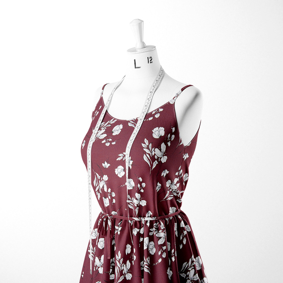 The fabric is staple twill with a print Лайла бордо, фото 3