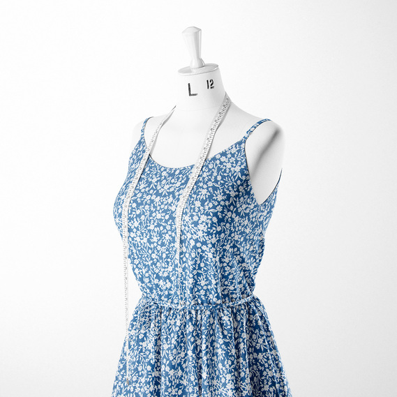 Тканина штапель твіл принт, 140 см, 160 гр/м2, для суконь, блузок, спідниць цвітіння денім, фото 3