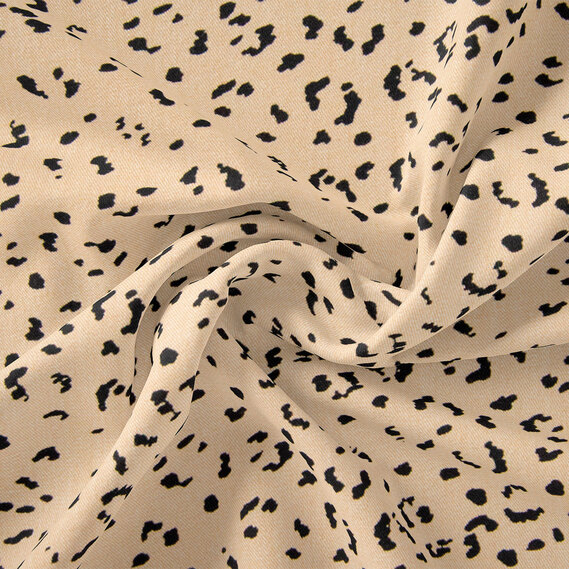 Тканина штапель твіл принт, 140 см, 160 гр/м2, для суконь, блузок, спідниць гепард беж, фото 1