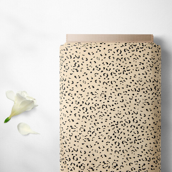 Тканина штапель твіл принт, 140 см, 160 гр/м2, для суконь, блузок, спідниць гепард беж, фото 2