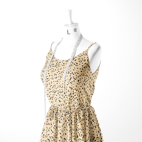 Тканина штапель твіл принт, 140 см, 160 гр/м2, для суконь, блузок, спідниць гепард беж, фото 3