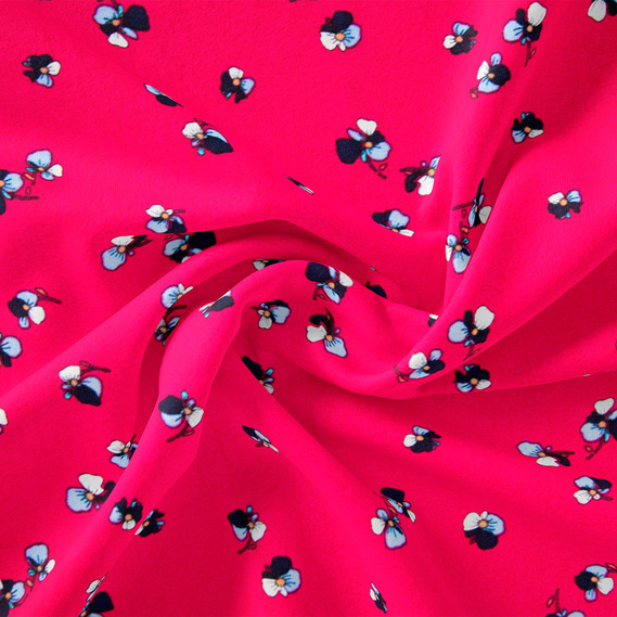 Ткань штапель твил принт, 140 см, 160 гр/м2, для платьев, блузок, юбок братки бургунд, фото 1