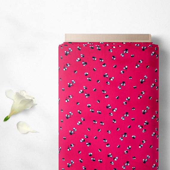 Ткань штапель твил принт, 140 см, 160 гр/м2, для платьев, блузок, юбок братки бургунд, фото 2