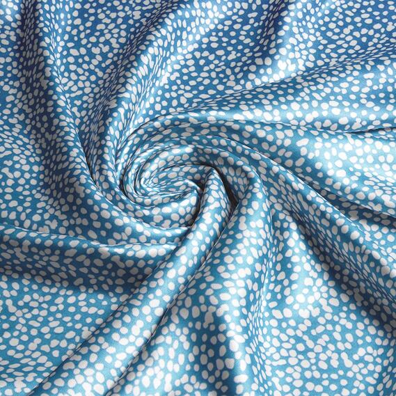 Ткань плательная атлас шелк стрейч 145 см 95 гр/м2 легкая ткань для платьев, блуз, пижам, аксессуаров бісер бірюза, фото 1