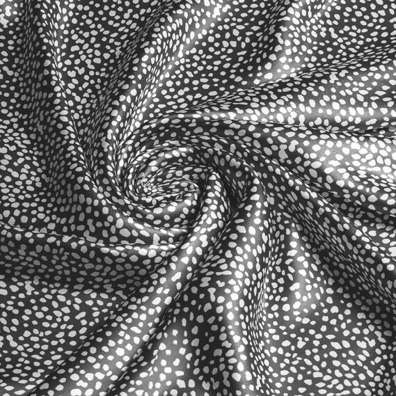 Тканина плательна атлас шовк стрейч 145 см 95 гр/м2 легка тканина для суконь, блуз, піжам та аксесуарів бісер чорний, фото 1