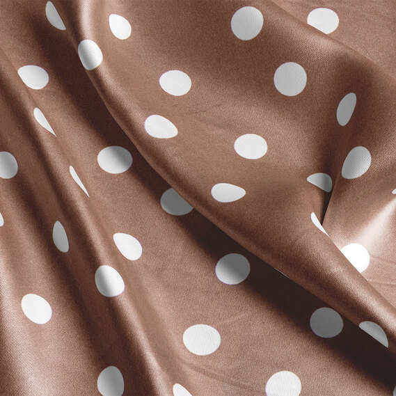 Dress fabric satin silk stretch — lightweight fabric for dresses, blouses, pajamas, and accessories. горошок каштан, фото 3 Dress fabric satin silk stretch — lightweight fabric for dresses, blouses, pajamas, and accessories. горошок каштан, фото 3