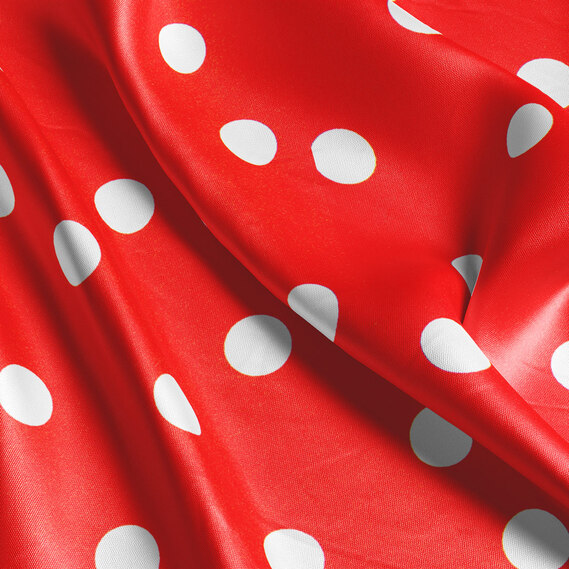 Тканина плательна атлас шовк стрейч 145 см 95 гр/м2 легка тканина для суконь, блуз, піжам та аксесуарів горошок червоний, фото 3 Тканина плательна атлас шовк стрейч 145 см 95 гр/м2 легка тканина для суконь, блуз, піжам та аксесуарів горошок червоний, фото 3