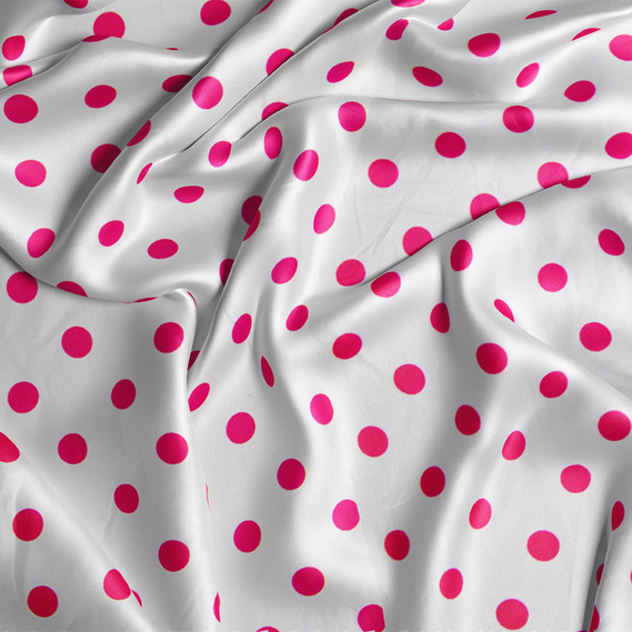 Тканина плательна атлас шовк стрейч 145 см 95 гр/м2 легка тканина для суконь, блуз, піжам та аксесуарів горошок димка, фото 2