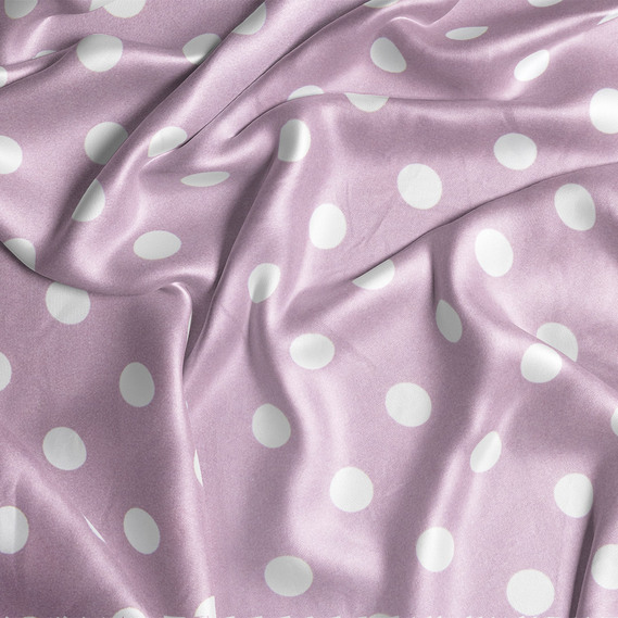 Dress fabric satin silk stretch — lightweight fabric for dresses, blouses, pajamas, and accessories. горошок фрез, фото 2