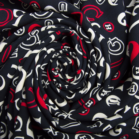 Ткань плательная вискоза штапель Бренди 115 гр/м2 Gucci чорний, фото 1