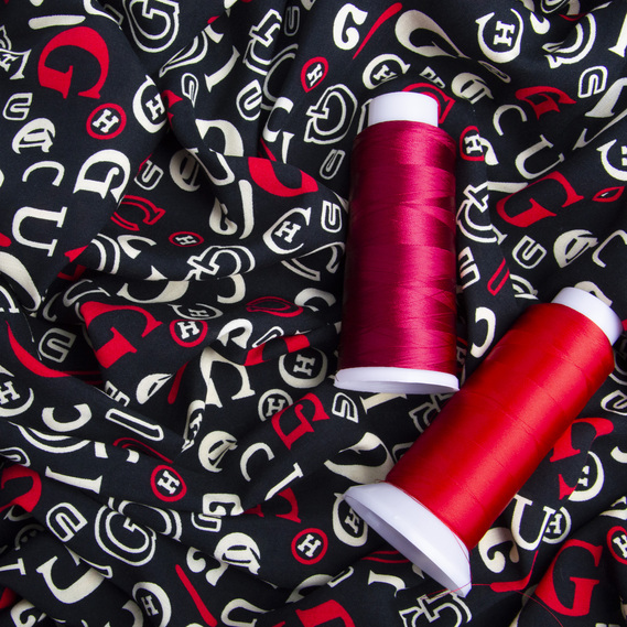 Ткань плательная вискоза штапель Бренди 115 гр/м2 Gucci чорний, фото 3