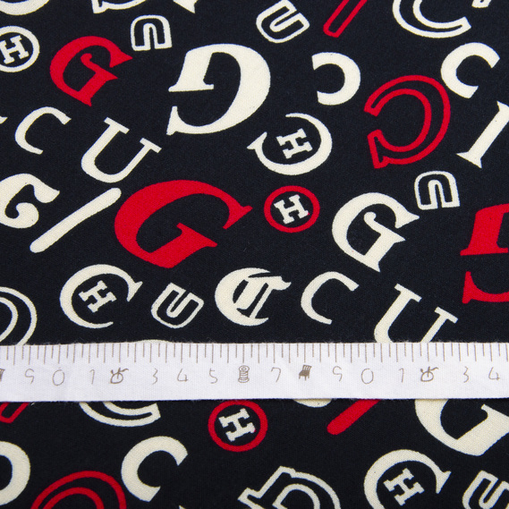 Ткань плательная вискоза штапель Бренди 115 гр/м2 Gucci чорний, фото 4