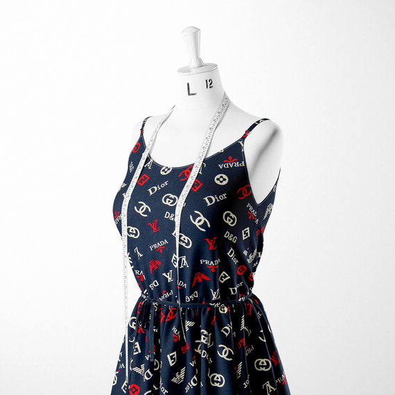 Dress Viscose Staple Fabric, Brandi, 115 g/m2 мульті бренд темно синій, фото 3