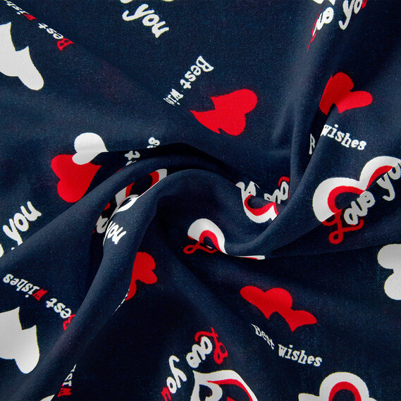 Dress Viscose Staple Fabric, Brandi, 115 g/m2 Love you темно синій, Написи, фото 1 Dress Viscose Staple Fabric, Brandi, 115 g/m2 Love you темно синій, Написи, фото 1