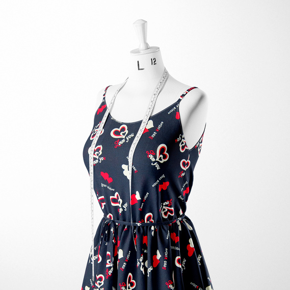 Dress Viscose Staple Fabric, Brandi, 115 g/m2 Love you темно синій, Написи, фото 3 Dress Viscose Staple Fabric, Brandi, 115 g/m2 Love you темно синій, Написи, фото 3