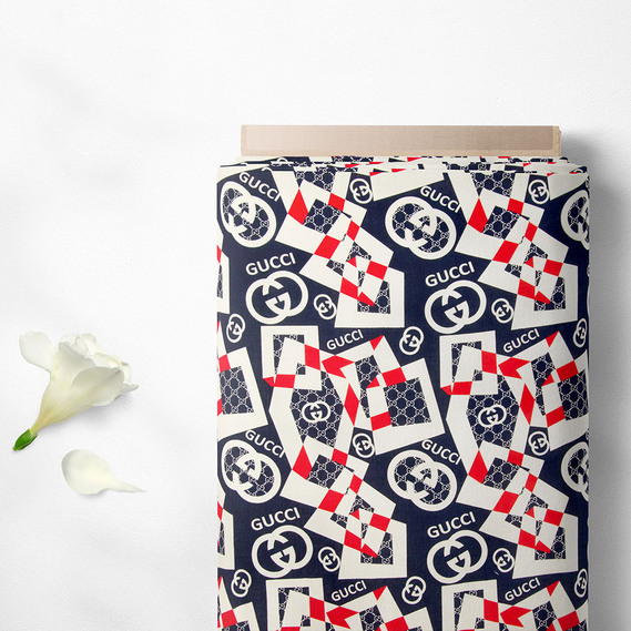 Тканина плательна віскоза штапель Бренд 115 гр/м2 GG темно синій молоко, фото 2