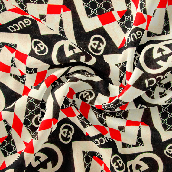 Тканина плательна віскоза штапель Бренд 115 гр/м2 GG чорний молоко, фото 1