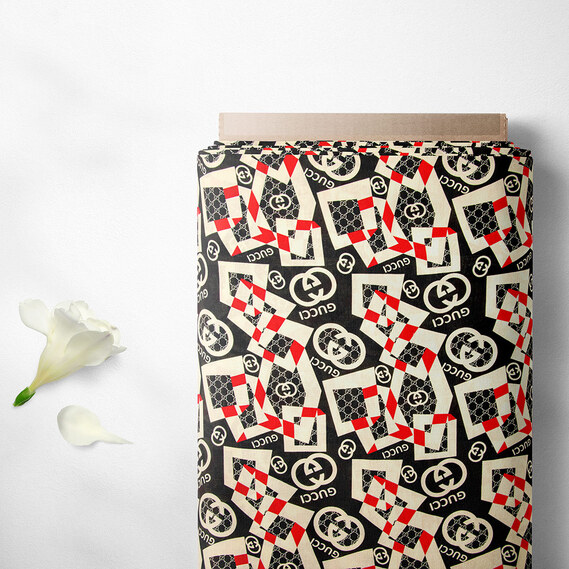 Тканина плательна віскоза штапель Бренд 115 гр/м2 GG чорний молоко, фото 2