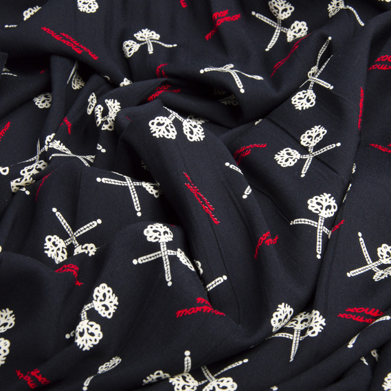 Ткань плательная вискоза штапель Бренди 115 гр/м2 ключі чорний, фото 2