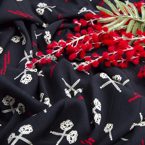 Ткань плательная вискоза штапель Бренди 115 гр/м2 ключі чорний, фото 3