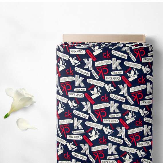 Тканина плательна віскоза штапель Бренд 115 гр/м2 Calvin Klein темно синій, фото 2