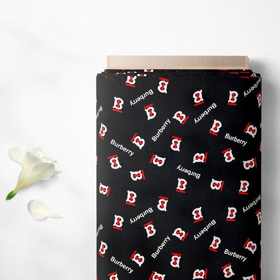 Тканина плательна віскоза штапель Бренд 115 гр/м2 Burberry чорний, фото 2