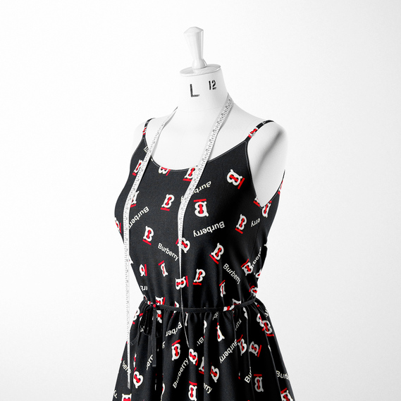 Тканина плательна віскоза штапель Бренд 115 гр/м2 Burberry чорний, фото 3