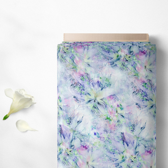 Ткань шелк атлас вискоза марево ліловий, фото 2