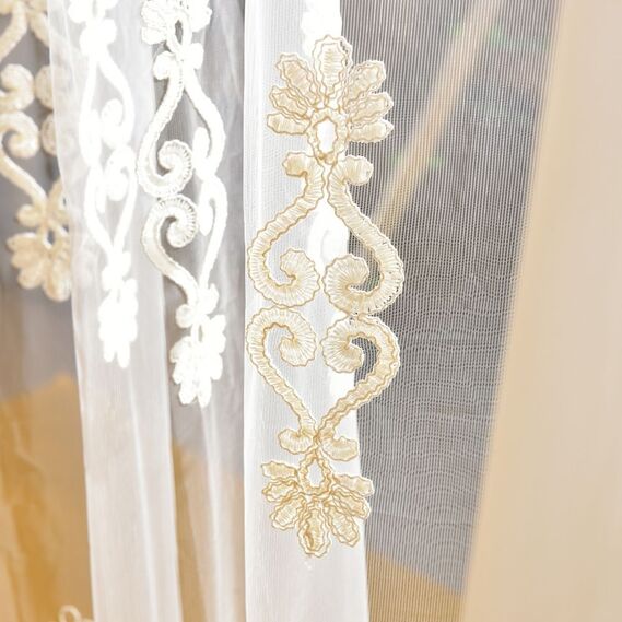 Тюль сетка с вышивкой Diva V-крем, фото 3 Тюль сетка с вышивкой Diva V-крем, фото 3