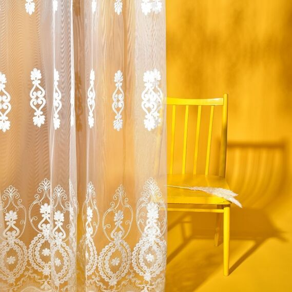 Тюль сетка с вышивкой Diva V-крем, фото 4 Тюль сетка с вышивкой Diva V-крем, фото 4