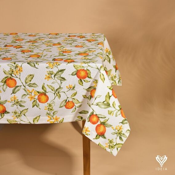 Скатертина з водовідштовхувальним просоченням IDEIA 140х170 см бавовна Персик (v-001 молоко), фото 1
