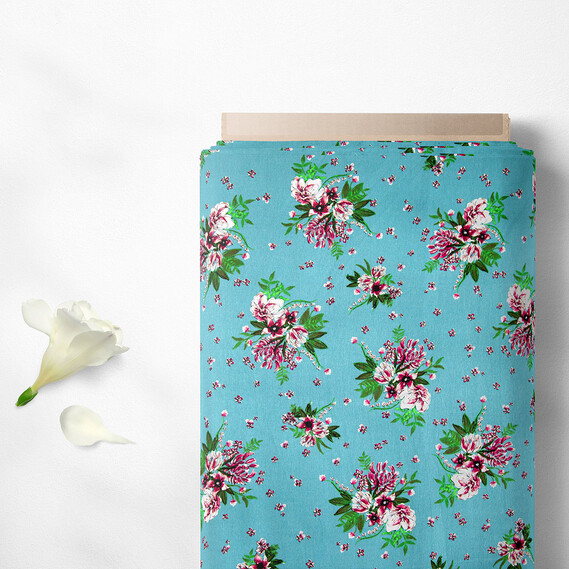 Тканина штапель принт літній морська хвиля, фото 2