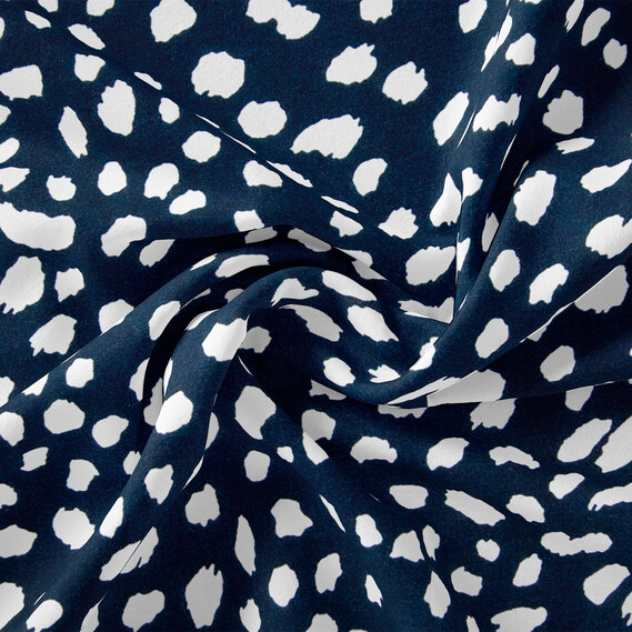 Тканина плательна штапель лайт хмаринки темно синій, фото 1