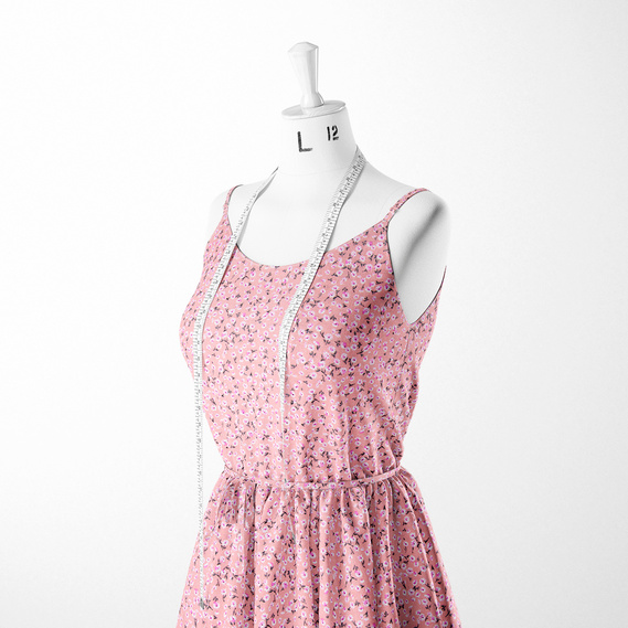 Тканина штапель  дрібноцвіт пудра, фото 3