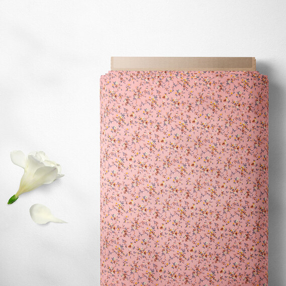 Ткань штапель дрібноцвіт 2 персик, фото 2